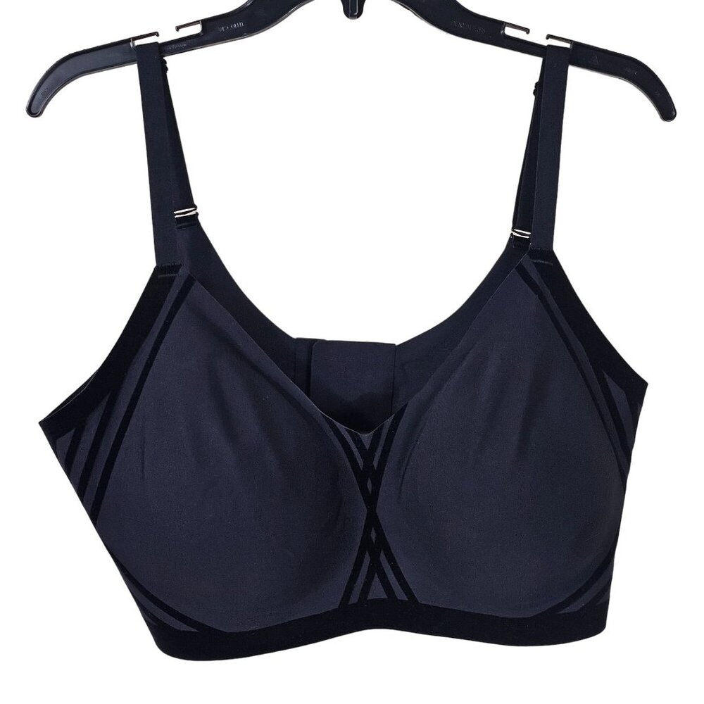 Honeylove Womens Black Silhouette Lift Bra Crossover Wireless Velvet Trim Sz 3X